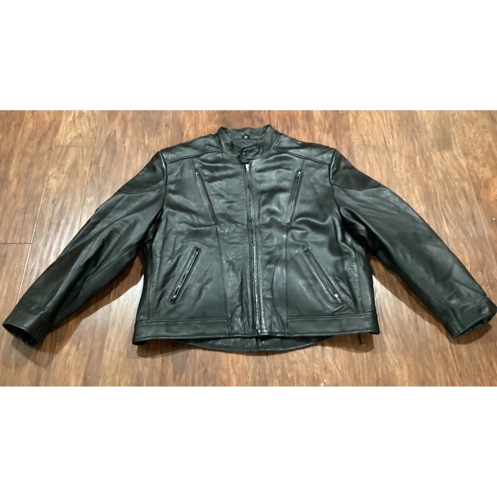 First Genuine Leather  Jacket Mens Size Large  54 Motorcycle  Heavyweight